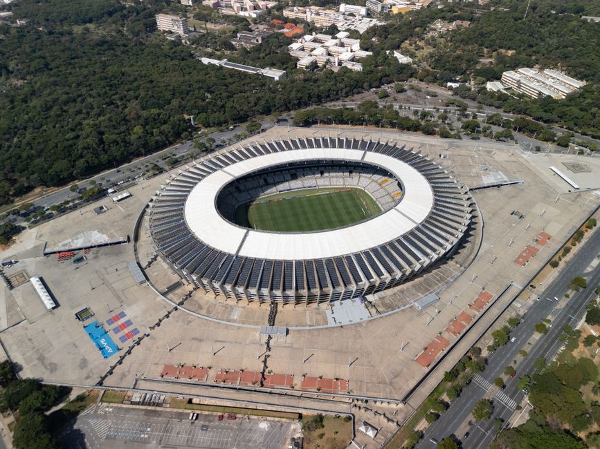 Stunning aerial view of Mineirão Stadium in Belo Horizonte, Brazil, showcasing its impressive architecture.